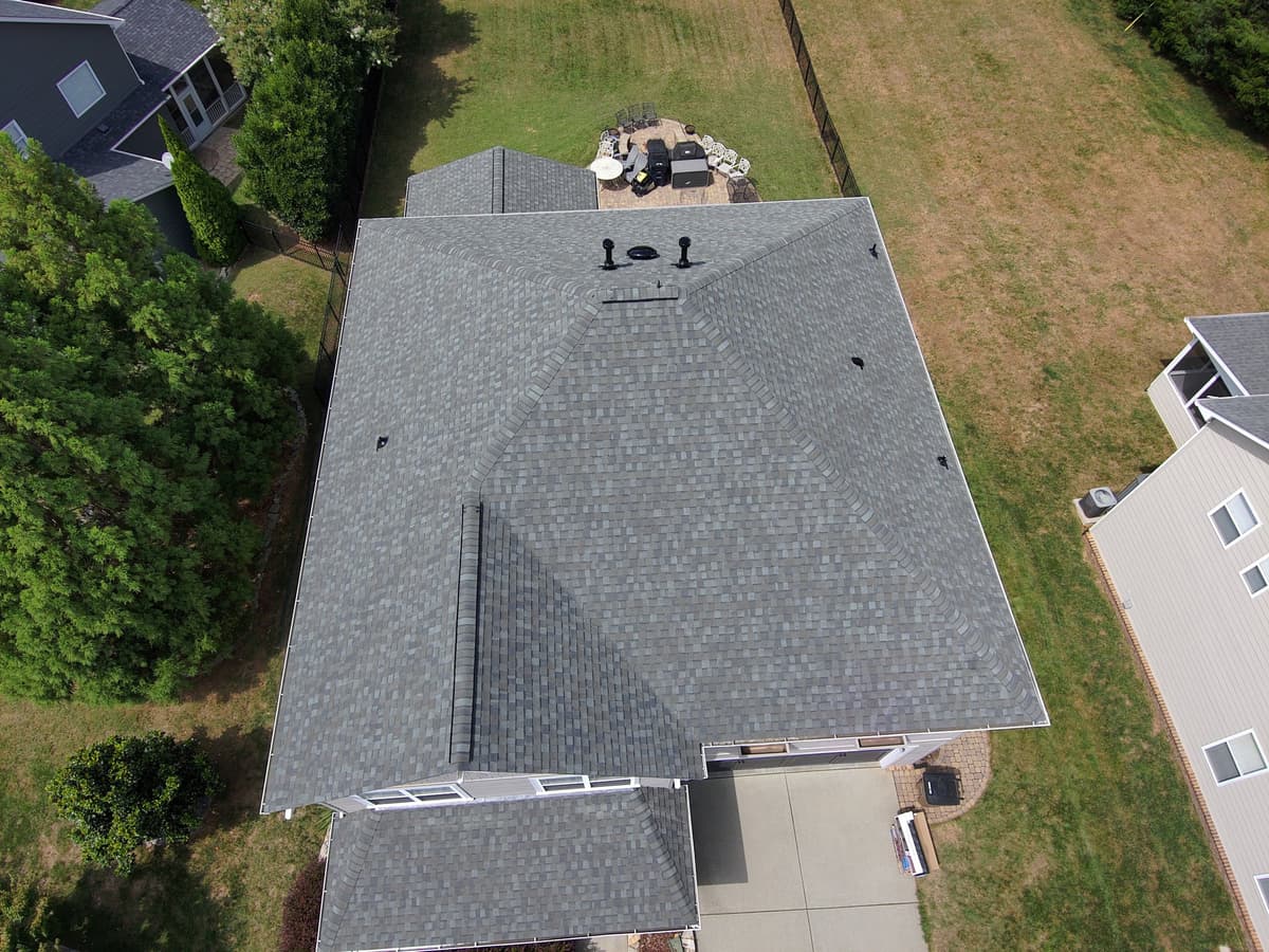 Completed residential roof replacement in the Charlotte area