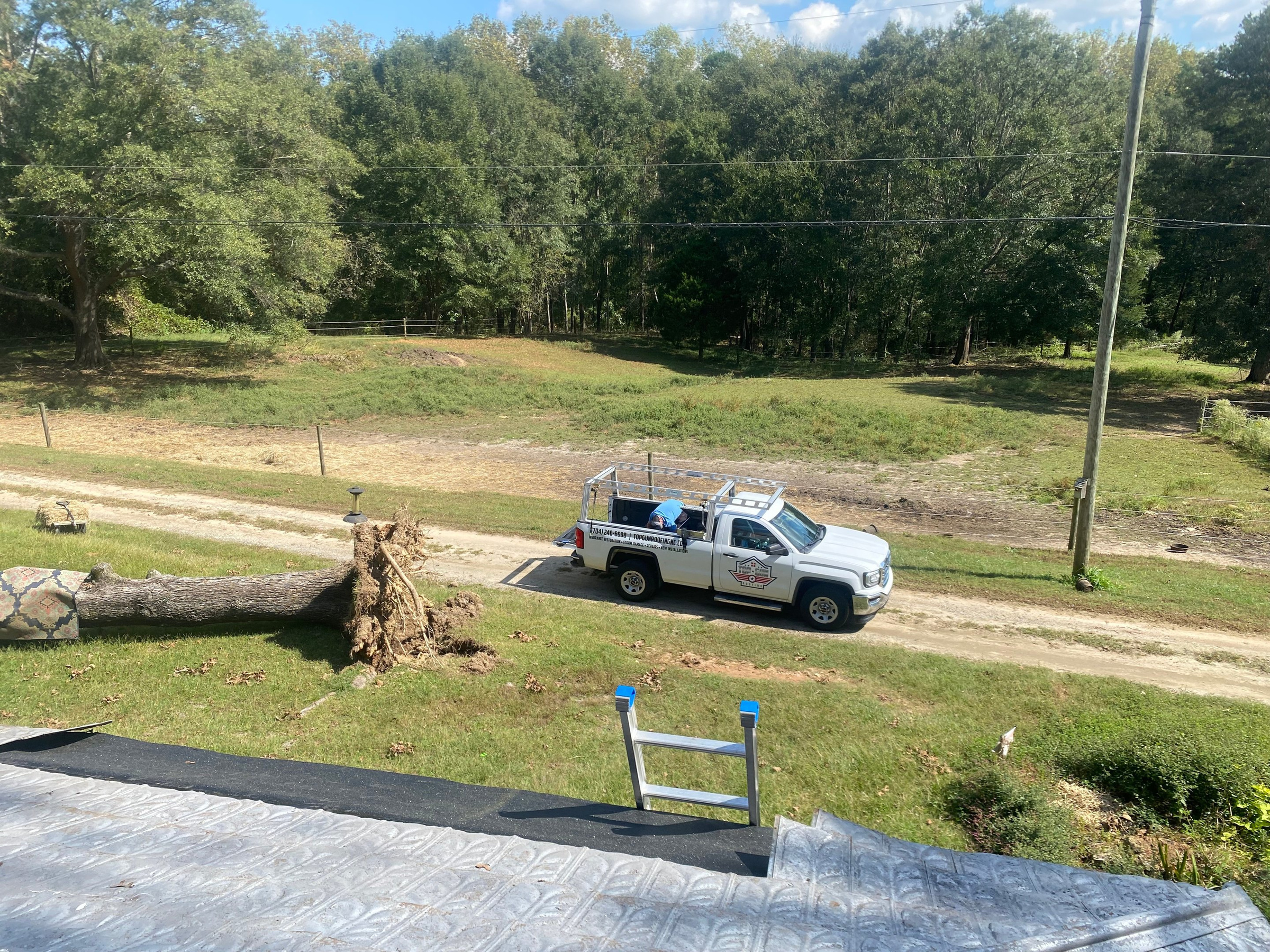 Storm damage inspection on a residential roof